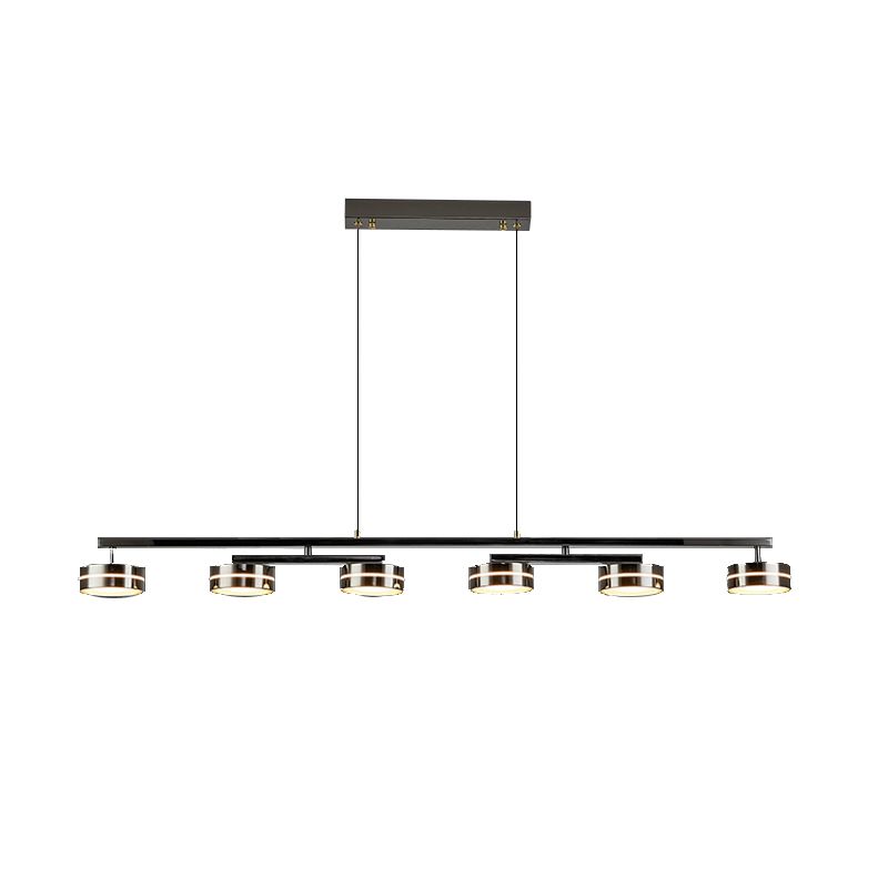 Contemporary Hanging Light Drum Island Light Fixture in Black for Dining Room