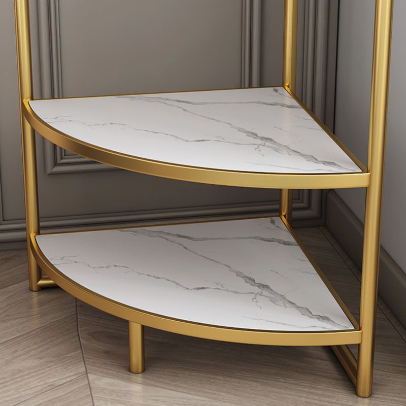 Glam Metallic Coat Rack Free Standing Double Shelves Coat Hanger for Living Room