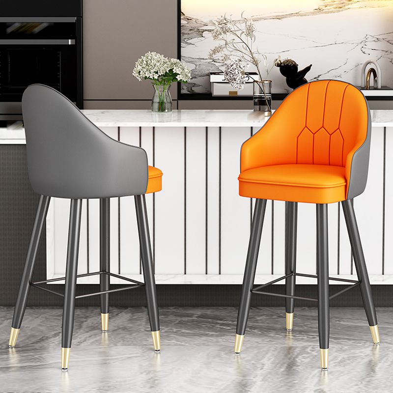 Modern Bucket Seat Bar Stools Faux Leather Low Back Barstool