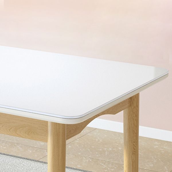 Contemporary White Rectangle Glass Top Dining Table with Legs