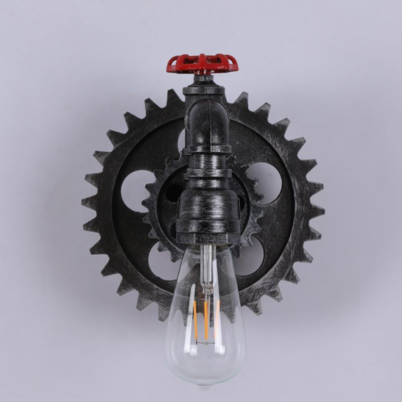 Industrial Metal Wall Light Gear Shape Water Pipe Wall Sconce for Cafe