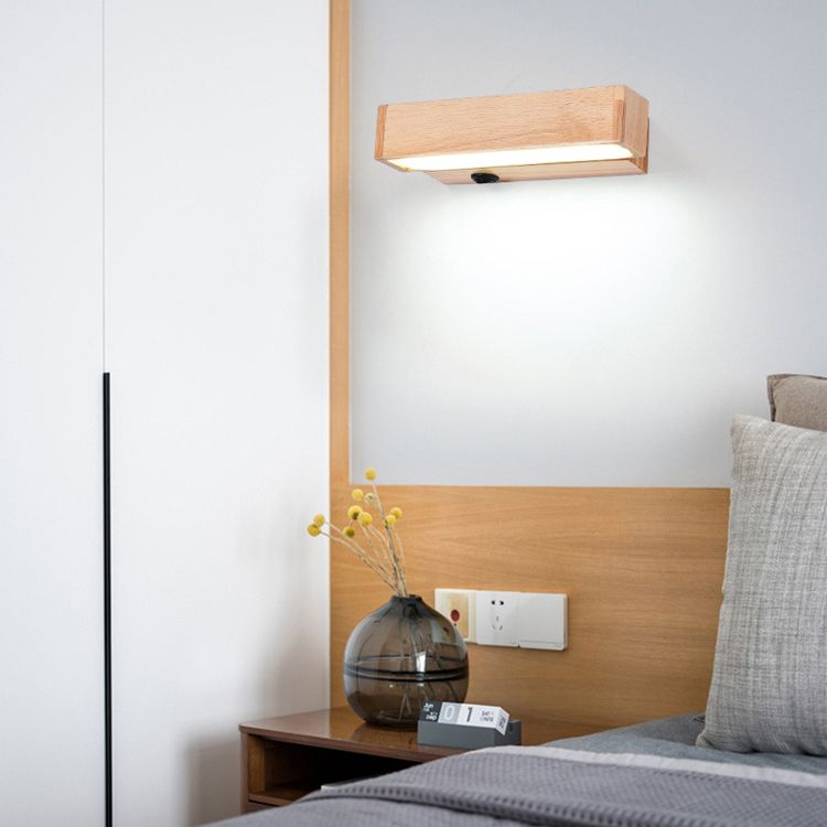 Einfacher Stil rotierende Wandleuchten LED -Holzwandlampe für Schlafzimmer Wohnzimmer