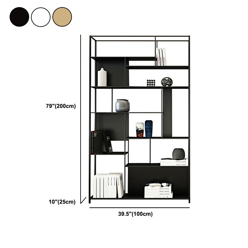 Rectangle Metal Bookshelf Scandinavian Open Bookcase with Shelves