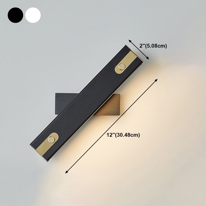 Modern Metal Rotatable Wall Light Rectangle 12" Wide LED Wall Sconce for Living Room