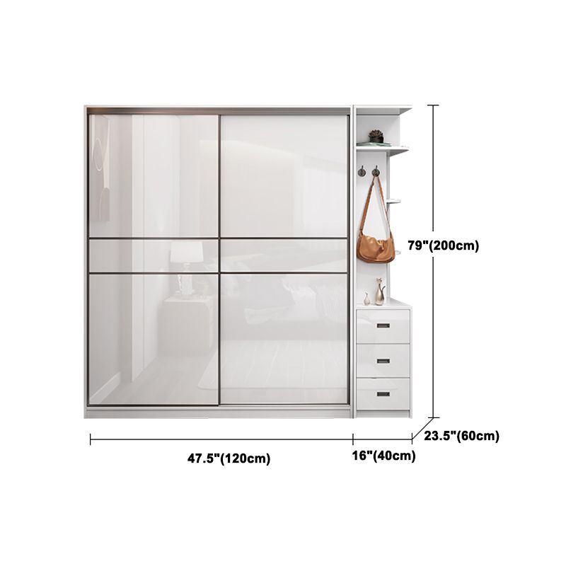 Engineered Wood White Wardrobe Cabinet Modern Wardrobe Closet