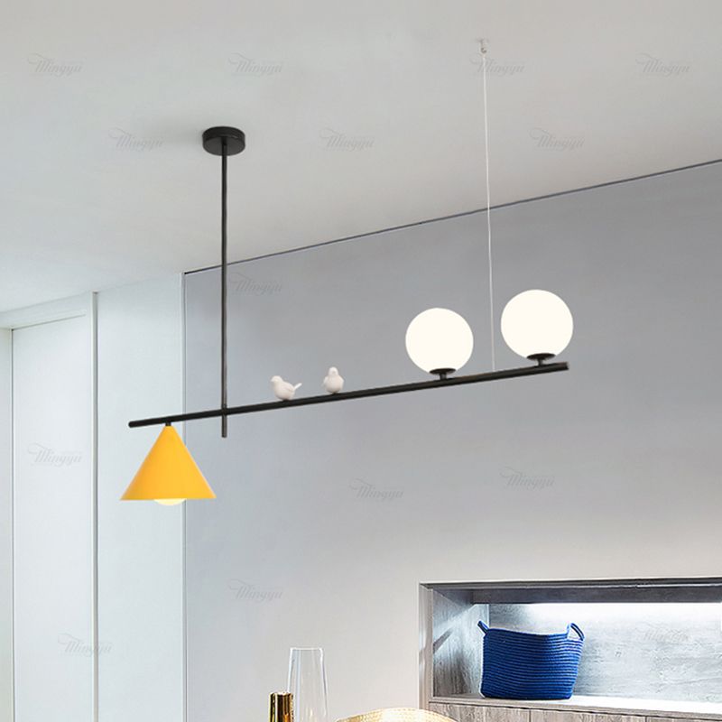 Luces colgantes de globo iluminación de isla de cocina de vidrio contemporánea