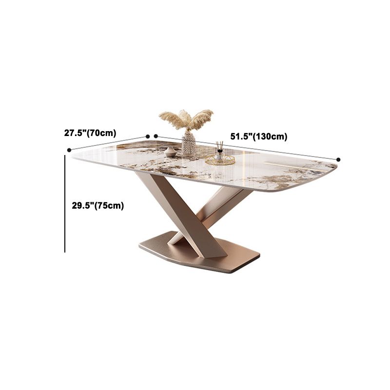 Modern Sintered Stone Top Dining Set Rectangle 1/2/5/7 Pieces Dinette Table Set in Gold