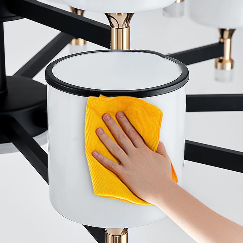 Modern Black Chandelier Metal Multi Light Chandelier Pendant with Glass for Living Room