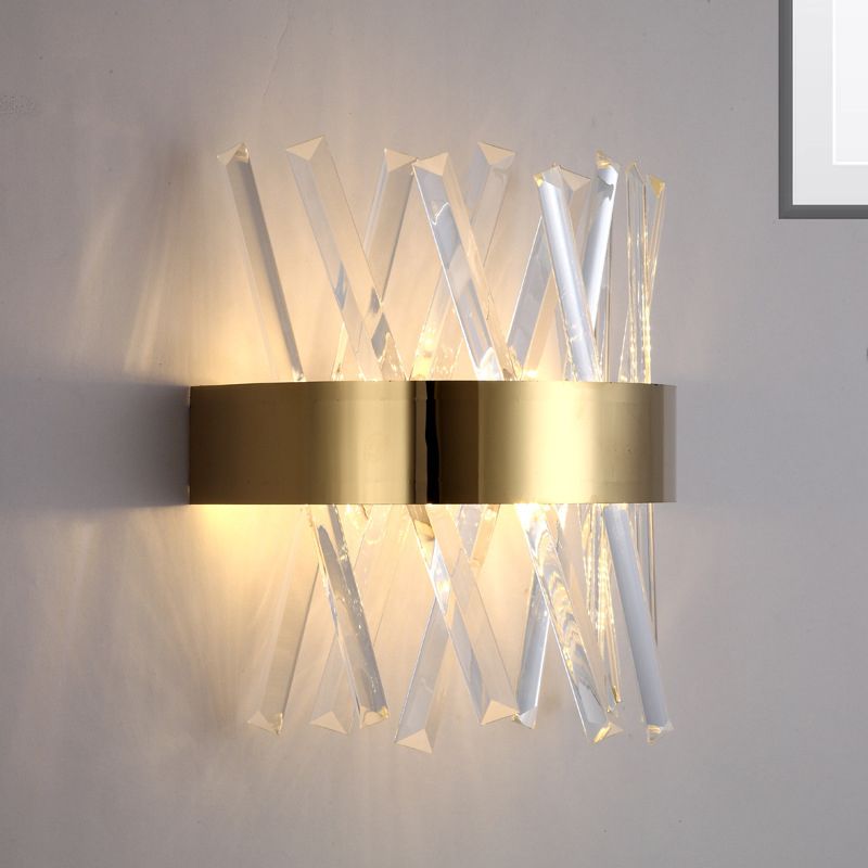 Clear Crystal Prisma Wandmontage Licht zeitgenössischer Stil LED GOLD LOBSCHLAGE Leuchtung für Schlafzimmer