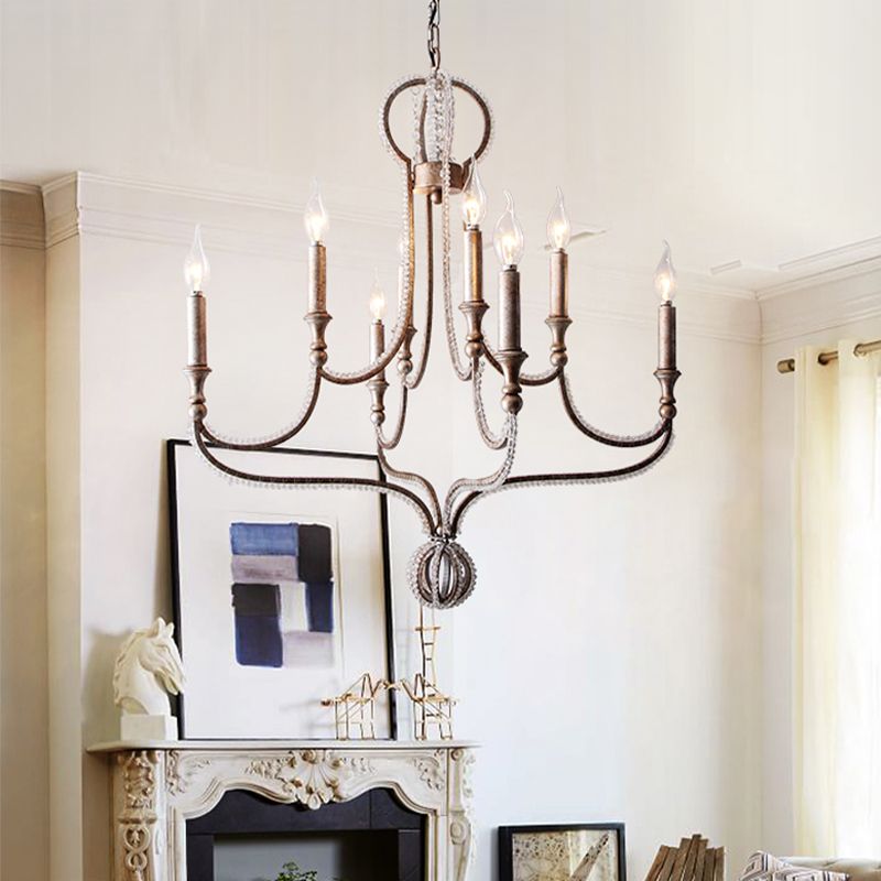 8 Lichter Candelabra Kronleuchter Leuchte MINIMALISMIMALISMIMALISCHER SILFER Kristallanhänger
