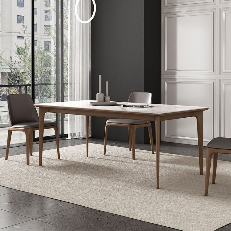 Vast hout midden-eeuwse moderne tafel rechthoekige gesinterde stenen boventafel voor eetkamer
