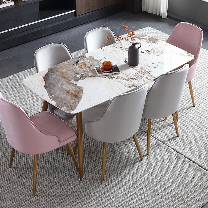 Mesa de comedor de piedra rectangular muebles de lujo tradicionales con 4 patas