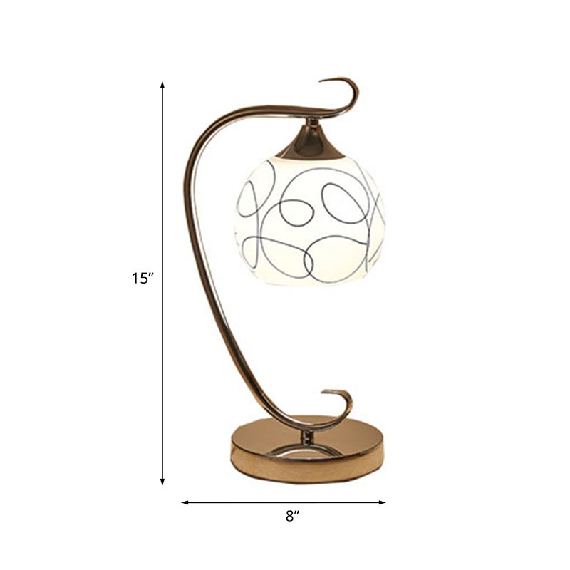Orb Form Lernraum Lesen Lampen Klassische weißes Glas 1 Glühbirnen -Chrom -Nachttischlicht