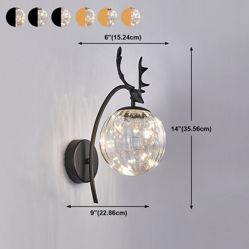 1 Light Spherical Wall Sconce Modern Style Glass Wall Lighting for Dining Room