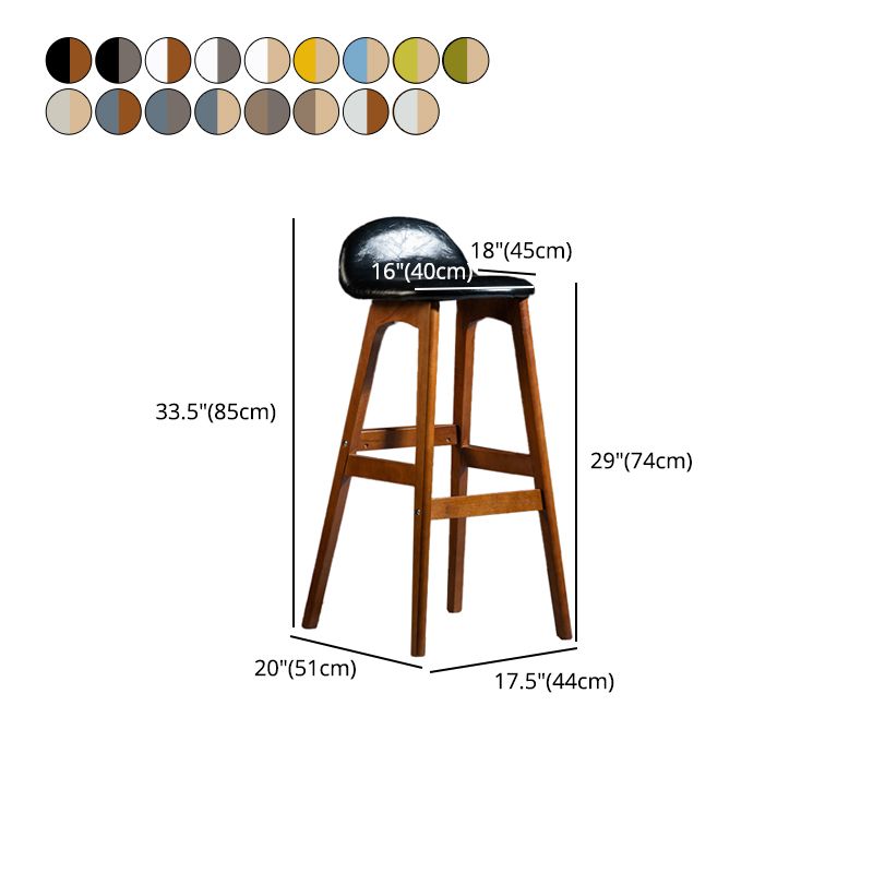 Contemporary 29-inch Upholstered Barstool Rubberwood Footrest Home Stool