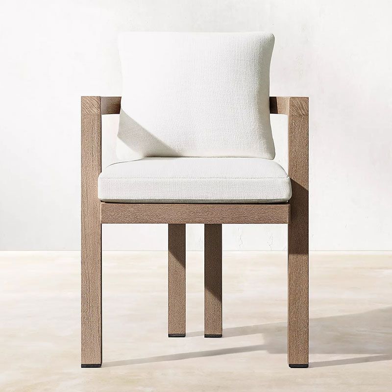 Modern Armed Chairs Solid Wood Natural Removable Cushion Dining Chairs