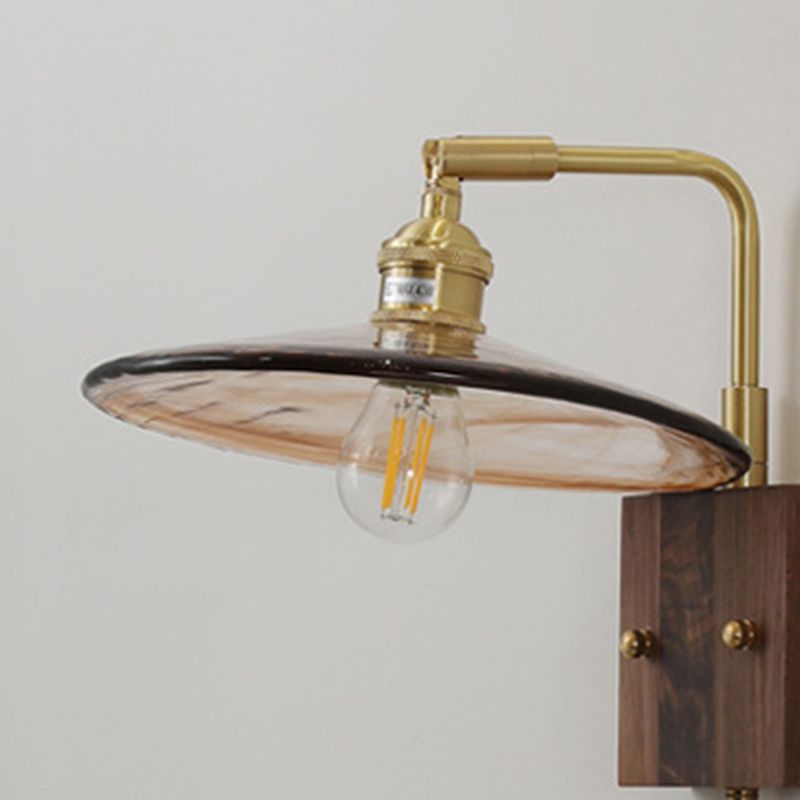 Modern Style Wood Wall Lamp 1 Light Sconces in Brown for Bedroom