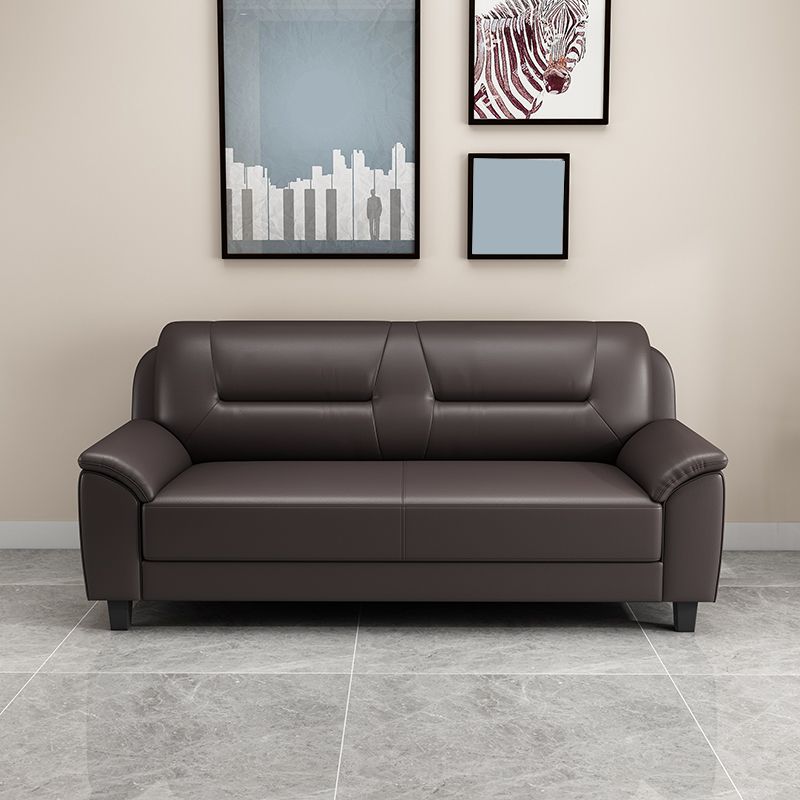 31.50" H Faux Leather Pillow Top Arm Sofa with Cushions for Living Room