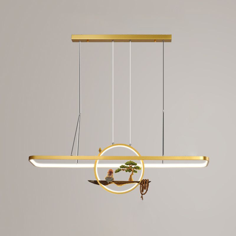 Aluminum Hanging Lights Rectangular Island Lighting Fixture for Dining Room