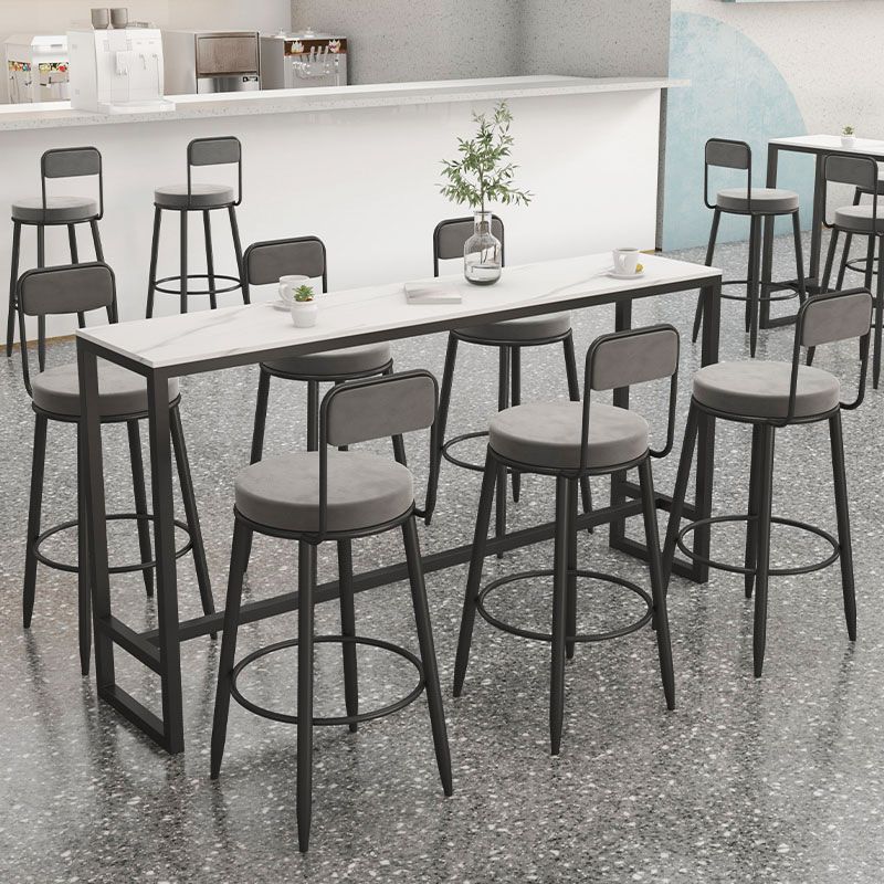 Modern 1/2/7 Pieces Bar Table Set Rectangle Stone Counter Table with Stools for Balcony