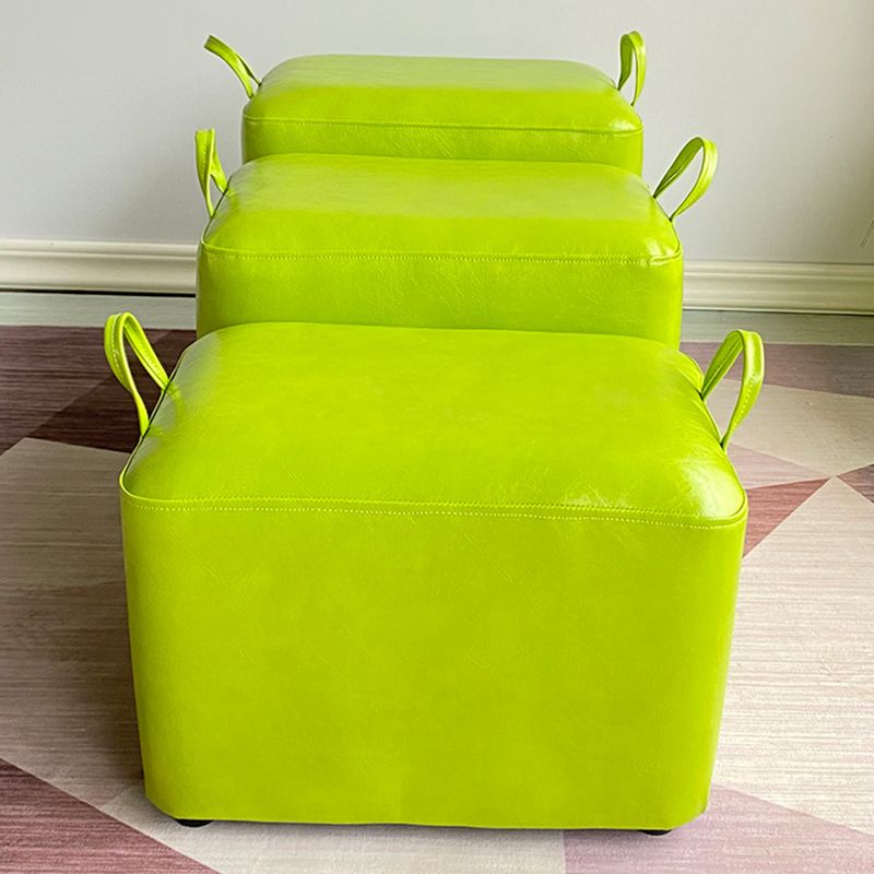 Modern PU Leather Poof Plain Rectangle Water Resistant Ottoman Chair