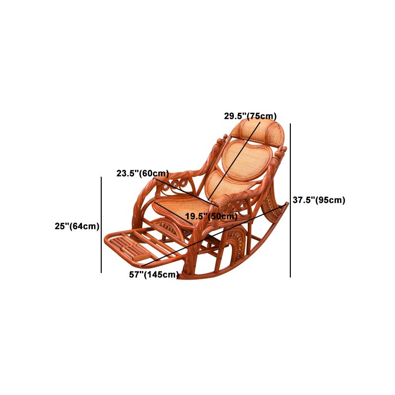 Traditional Spindle Rocking Chair Tobacco Finish with Pillow Rocker Chair Wicker