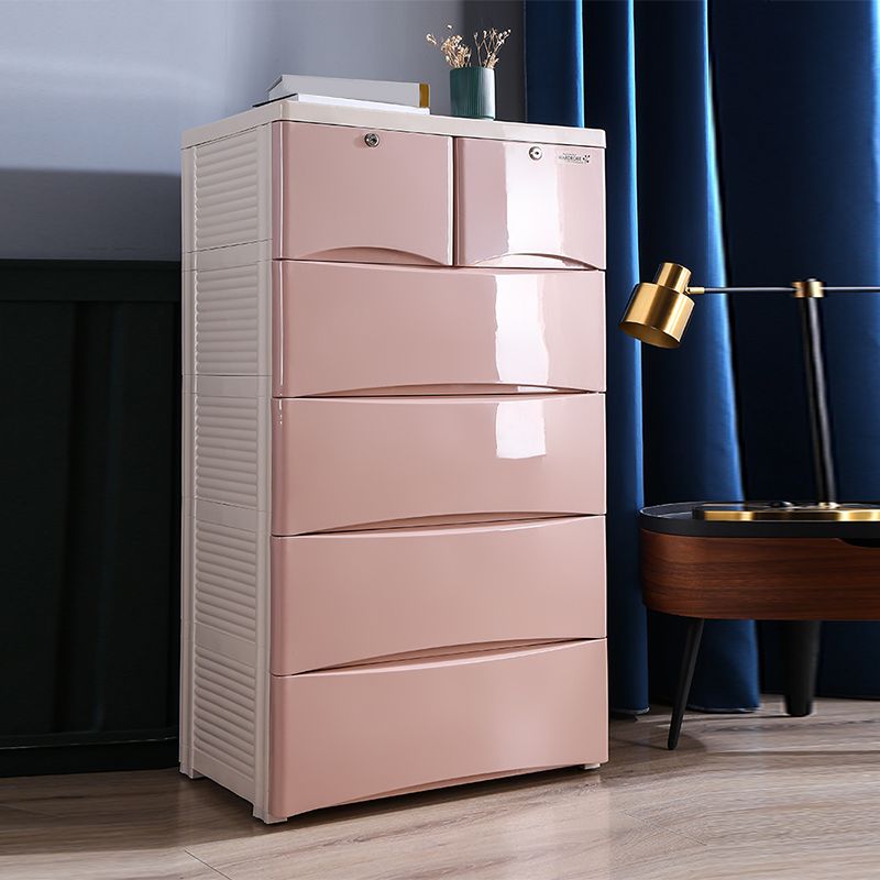 Plastic Polished Finish Storage Cabinet Contemporary Cabinet with Drawers