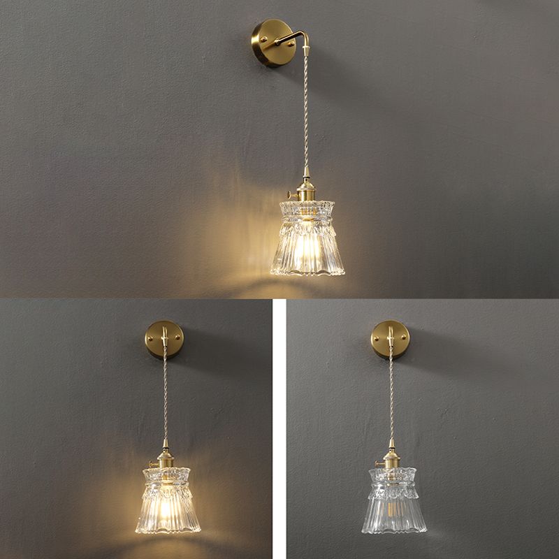 Accesorio de luz montado en la pared de vidrio sombreado estilo minimalista de iluminación de pared transparente