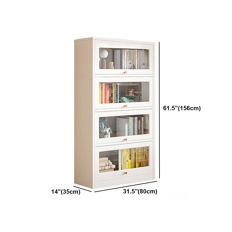 White Bookshelf Contemporary Style Bookcase with Door for Home Office