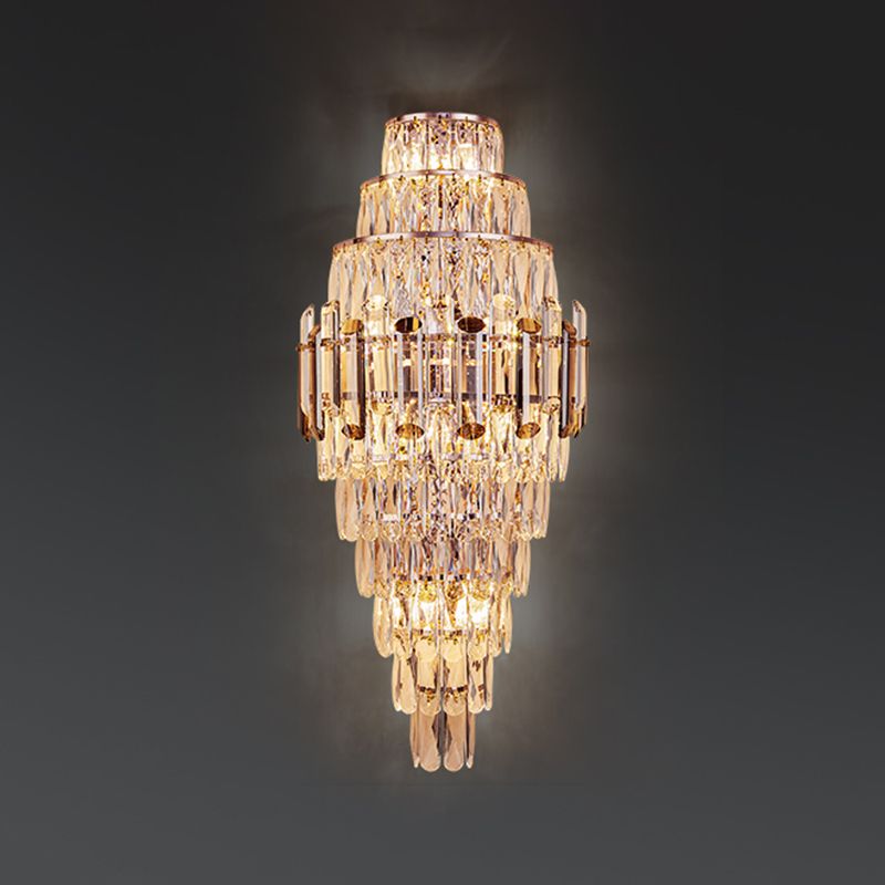 Crystal Geometric Shape Wall Sconces Modern Multi Lights Wall Mount Light Fixture in Gold
