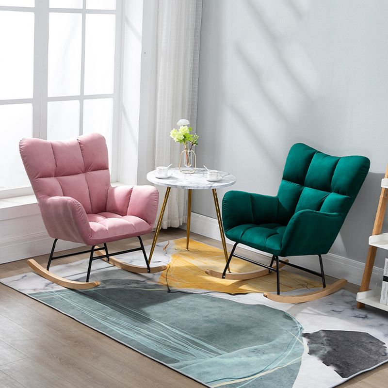 Modern Upholstered Rocking Chair Wingback Rocker Chair for Living Room