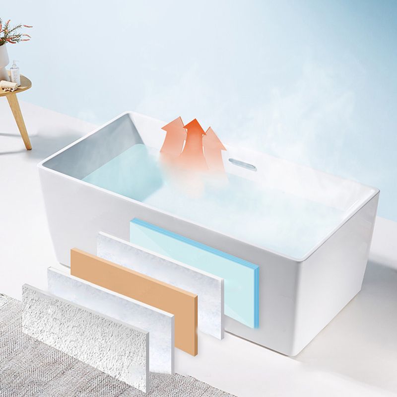 Freestanding Acrylic Bathtub Oval Soaking Tub  with Slotted Overflow & Pop-up Drain