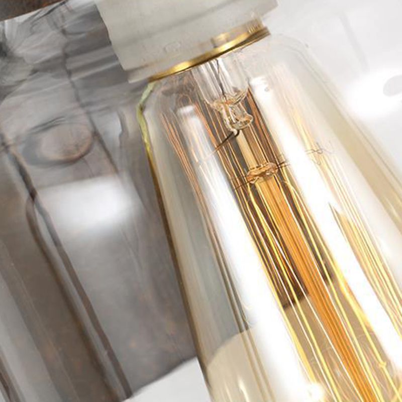 Schwarz 1-Licht-Wandmontage Leuchte Industrielle Clearglaszylinderlampe