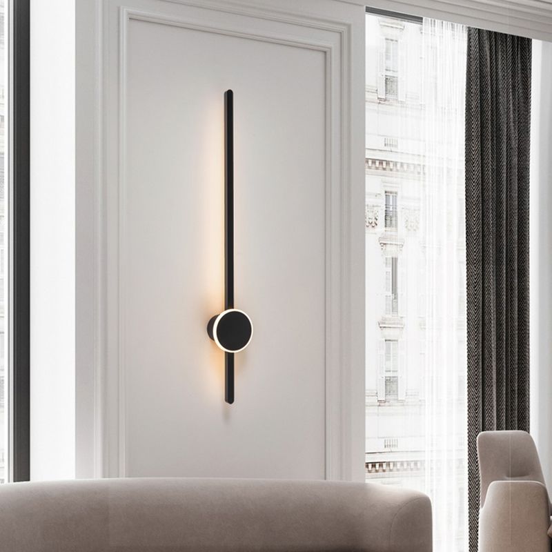 Metal Linear Shape Wall Light Modern Style 2 Lights Wall Mounted Light in Black