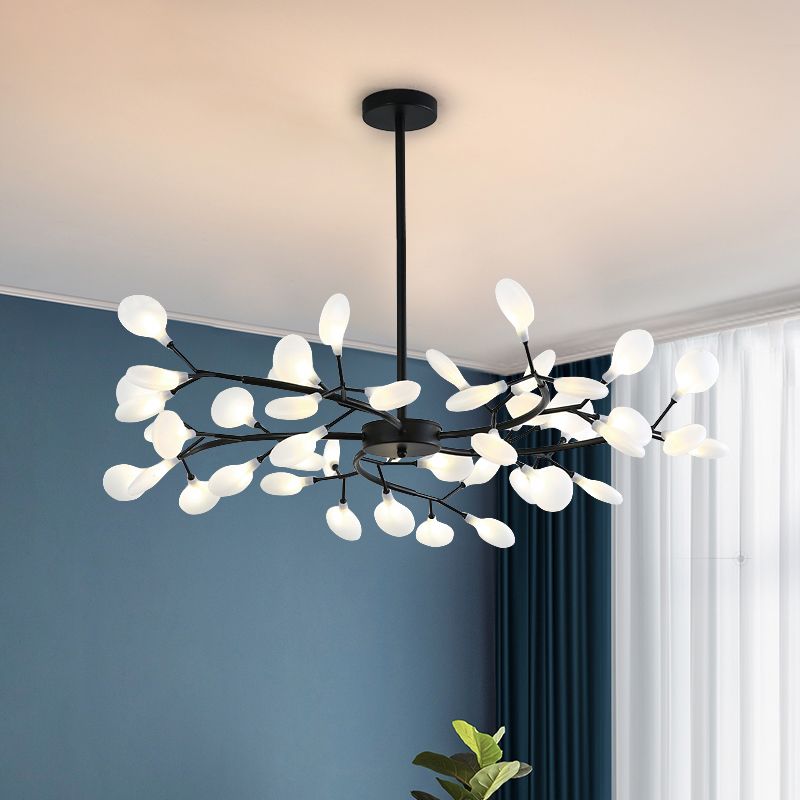 Luce a sospensione per lucciole in ferro battuto in moderna luce del soffitto regolabile radiale in stile conciso con ombra acrilica