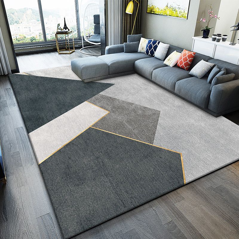 Modern Geometry Pattern Carpet Polyester Indoor Rug Non-Slip Backing Area Carpet for Home Decoration