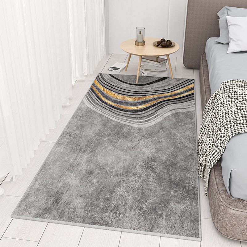 Dark Green Modern Carpet Polyester Graphic Carpet Stain Resistant for Home Decor