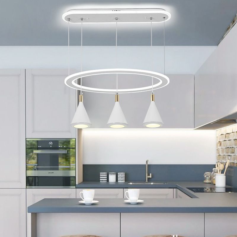 Pendentif multi-léger à cône blanc LED