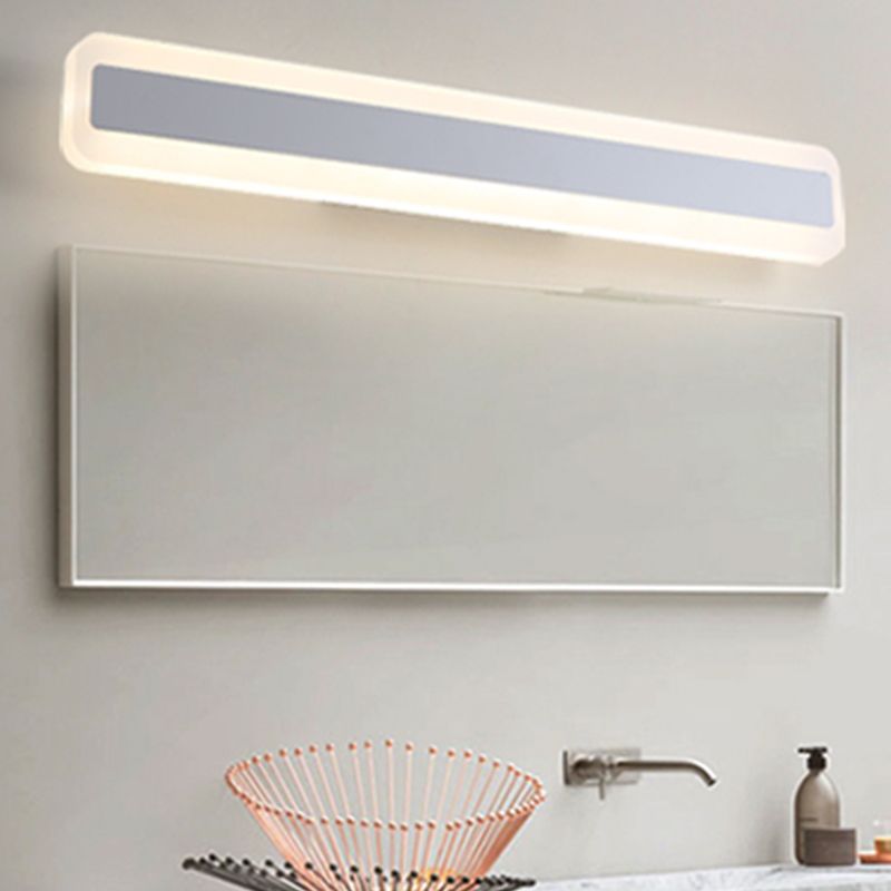 Metal Linear Shade Wall Sconce Modern Style 1-Light Mirror Wall Lighting Fixture in White