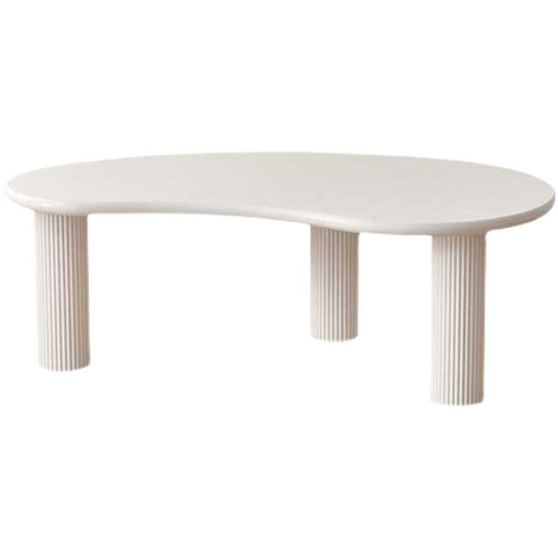 Geometric White Wood Coffee Table 3 Legs Modern Cocktail Table