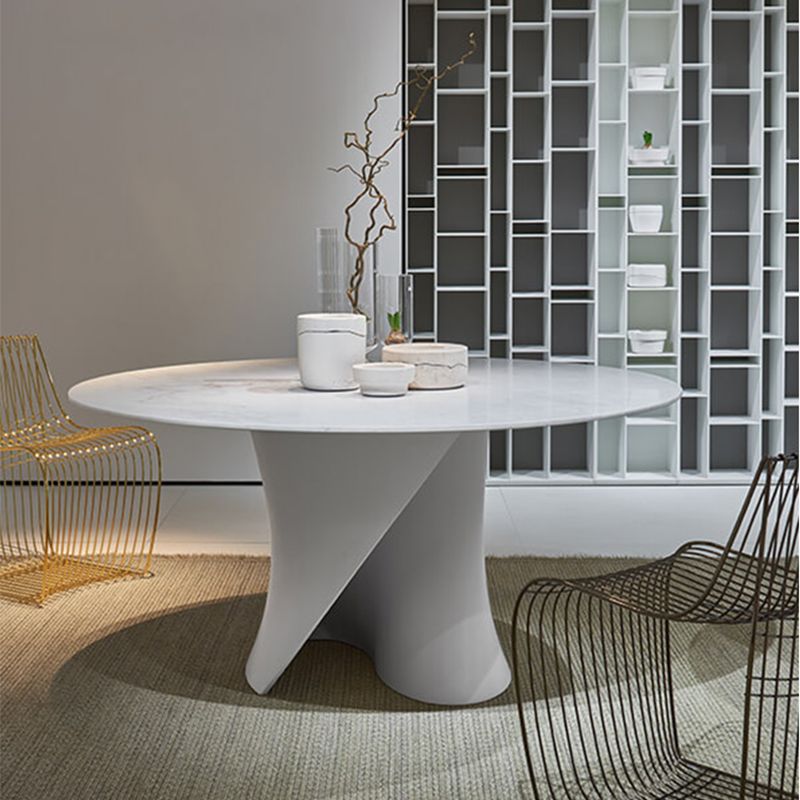 Modern Style Round Wood/Slate Table with Abstract Base Coffee Table