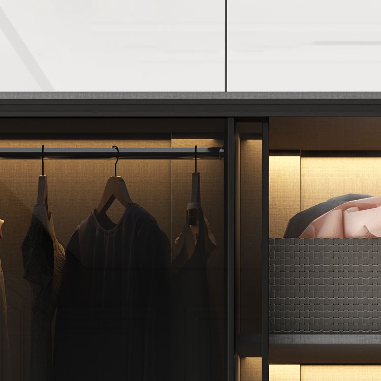 Mirrored Finish Cabinet with Glass Door Modern Interior Storage Cabinet