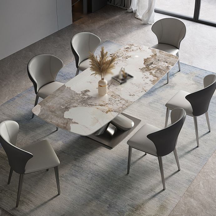 Designer Style 1/2/4/5/7 Pieces Dining Set Sintered Stone Dining Table with Leather Chairs