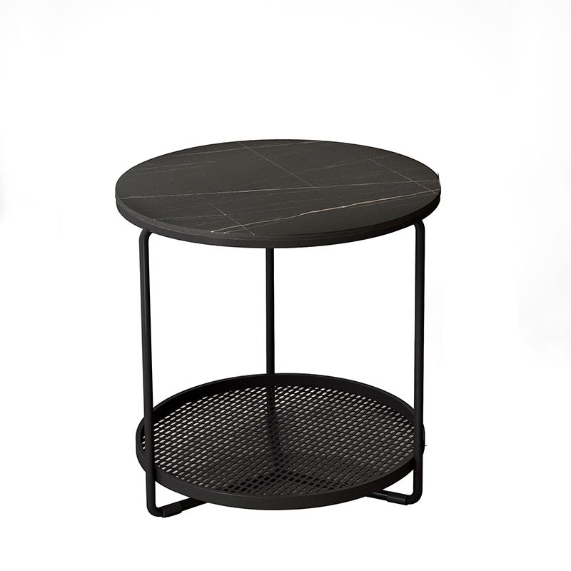Modern Slate Corner Table Round 3 Legs Side End Table with Storage