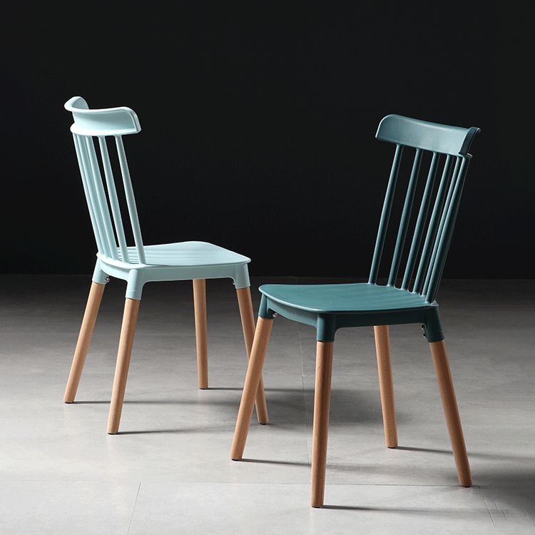 Silla con respaldo de listones de estilo moderno, sillas sin brazos con patas de madera para cocina
