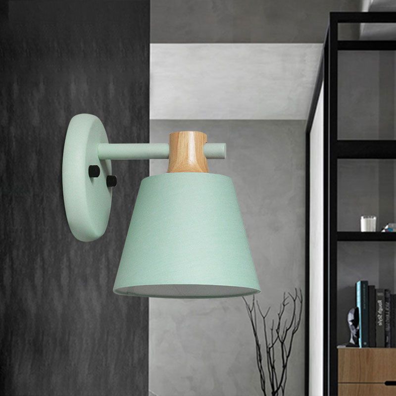 Nordic Stylish Bucket Wall Lamp Rotatable 1 Light Fabric Wall Lighting for Child Bedroom Stair