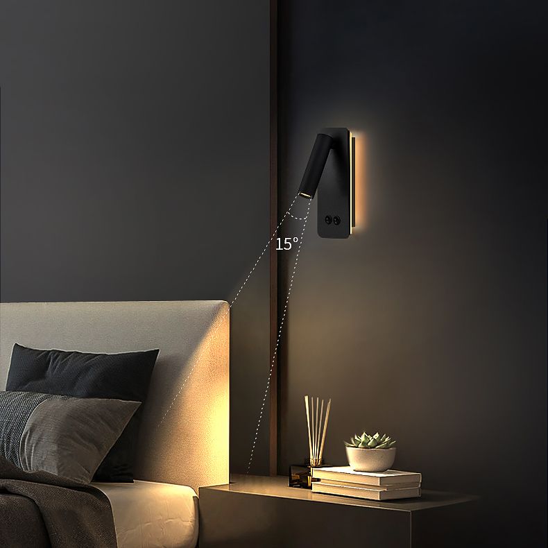 Aluminium -LED -Lesen Wandleuchten im modernen präzisen Stil schmiedeeisernen rechteckigen Wandlicht mit Acrylschatten