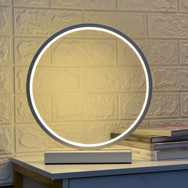 Linear Night Table Lamp Modern Style Metal 1 Light Nightstand Lamp in White