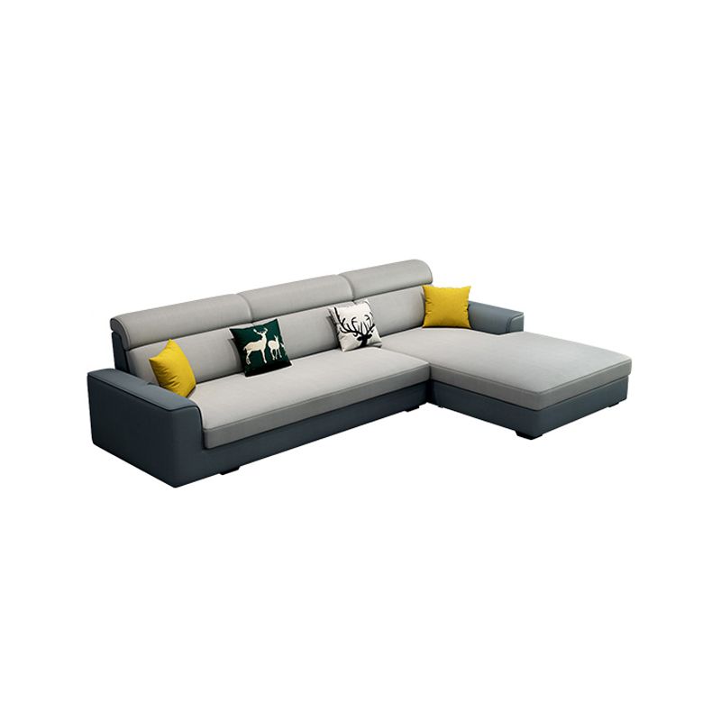 Sewn Pillow Back Square Tufted Sofa Modern Faux Leather Sofa & Chaise
