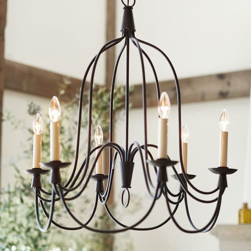 Gebogen arm eetkamer plafond kroonluchter klassiek metaal 3/6 lichten zwart hangende lamp voor eetkamer